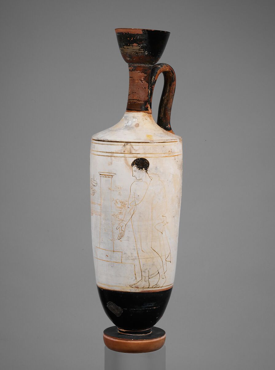 Terracotta lekythos (oil flask), Attributed to the Painter of New York 23.160.41, Terracotta, Greek, Attic