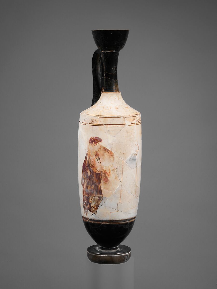 Terracotta lekythos (oil flask), Attributed to the manner of the Bird Painter, Terracotta, Greek, Attic 