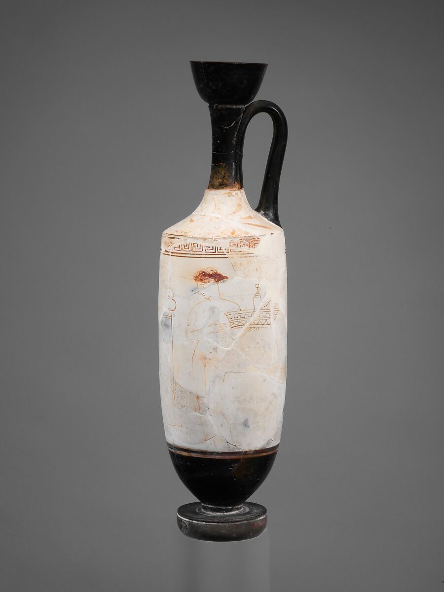 Terracotta lekythos (oil flask), Attributed to the manner of the Bird Painter, Terracotta, Greek, Attic