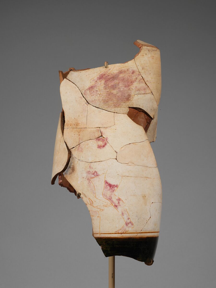 Terracotta lekythos (oil flask), Attributed to the Painter of the New York Hypnos, Terracotta, Greek, Attic