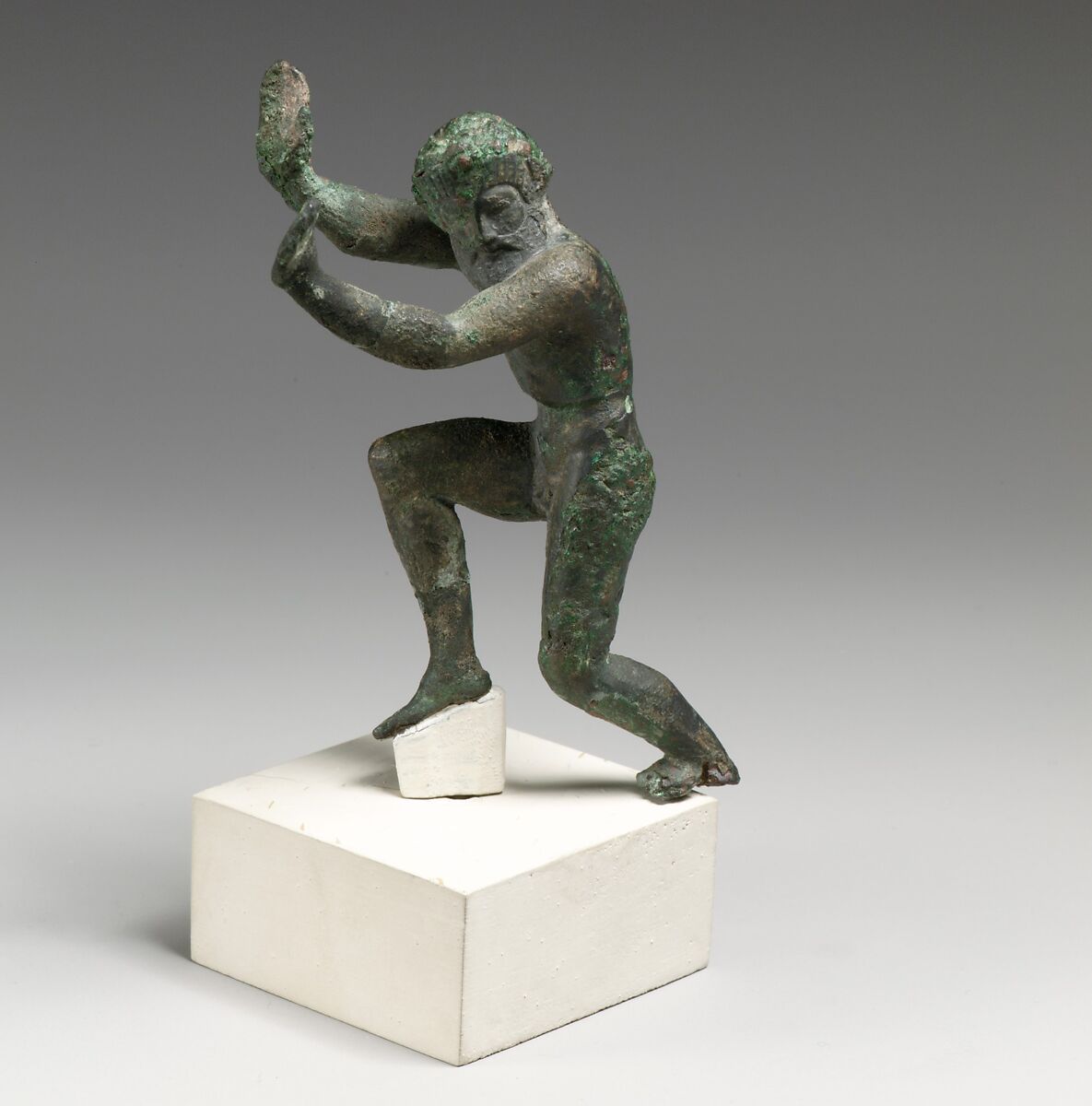 Bronze statuette of a dancing satyr, Bronze, Etruscan 