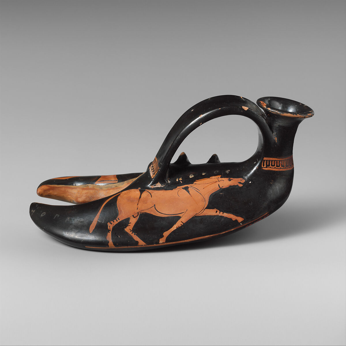 Terracotta vase in the form of a lobster claw, Attributed to the Class of Seven Lobster-Claws 
, Terracotta, Greek, Attic 