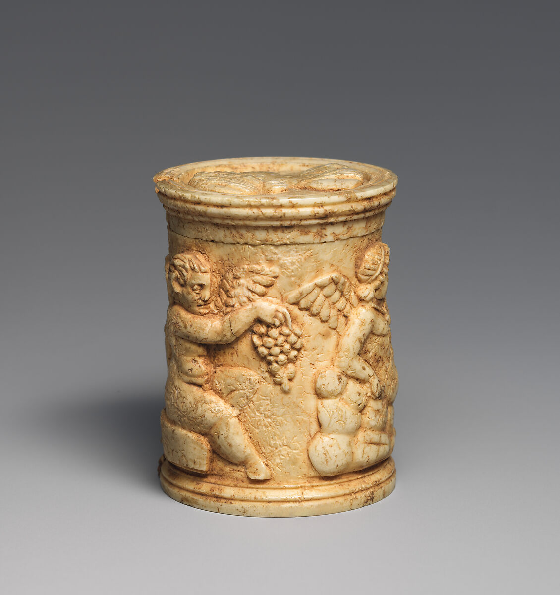 Ivory pyxis (box with lid), Ivory, Roman