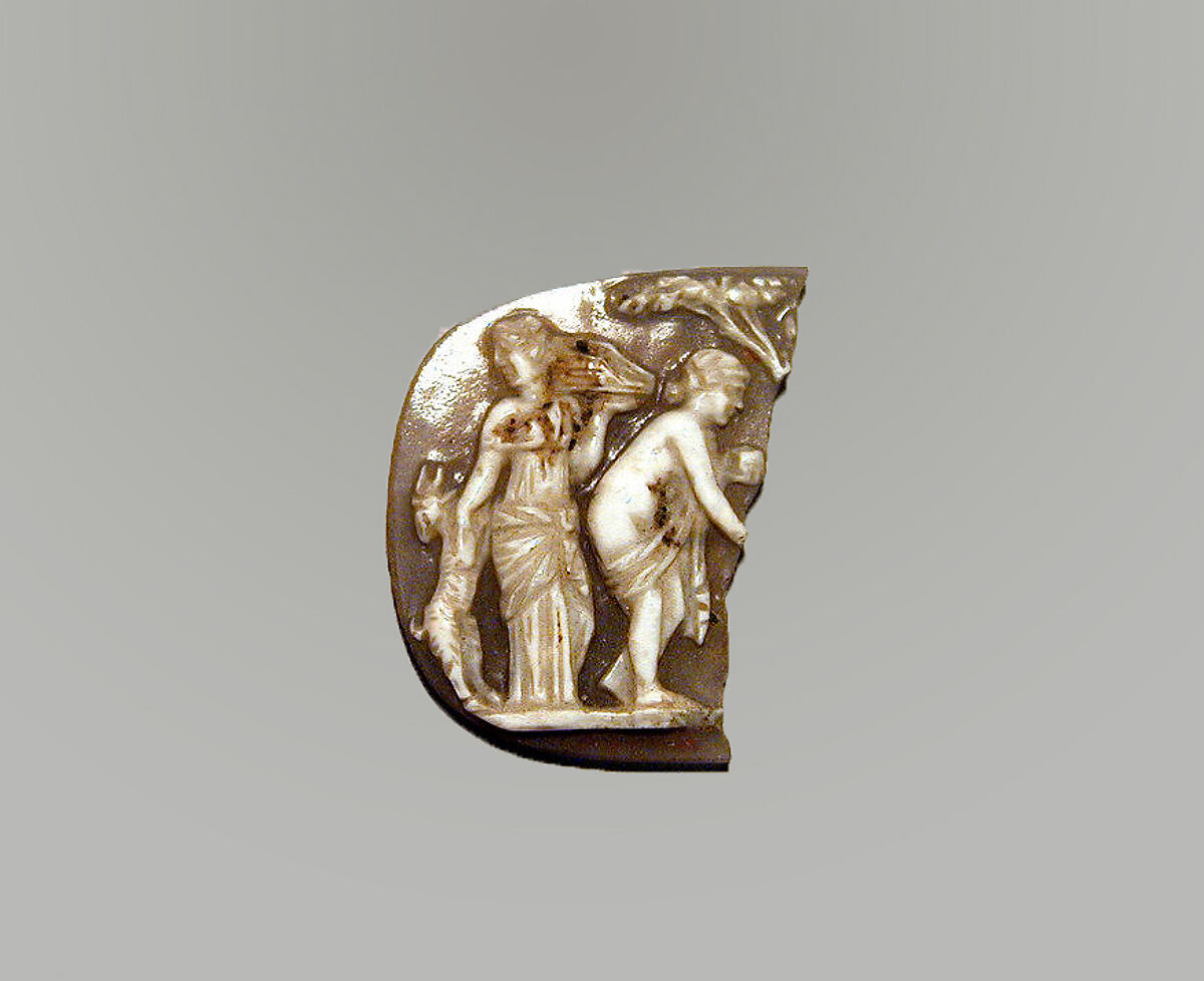 Sardonyx cameo fragment with a sacrificial scene, Sardonyx, Greek or Roman 