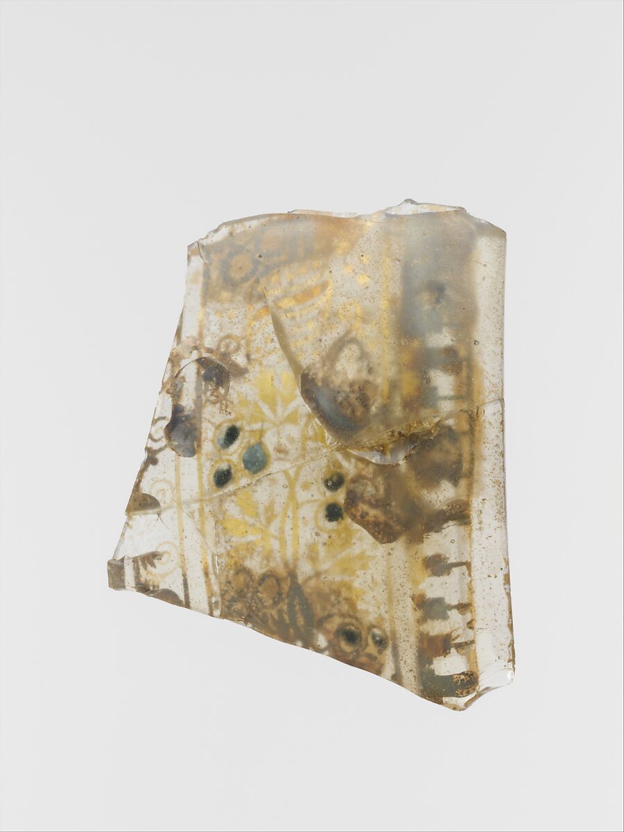 Gold-glass skyphos (drinking cup) fragment, Glass, Gold, Greek, Eastern Mediterranean