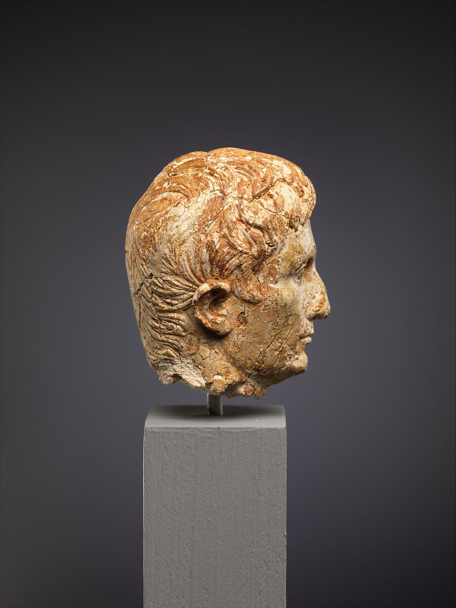Ivory portrait head of the emperor Augustus, Ivory, Roman