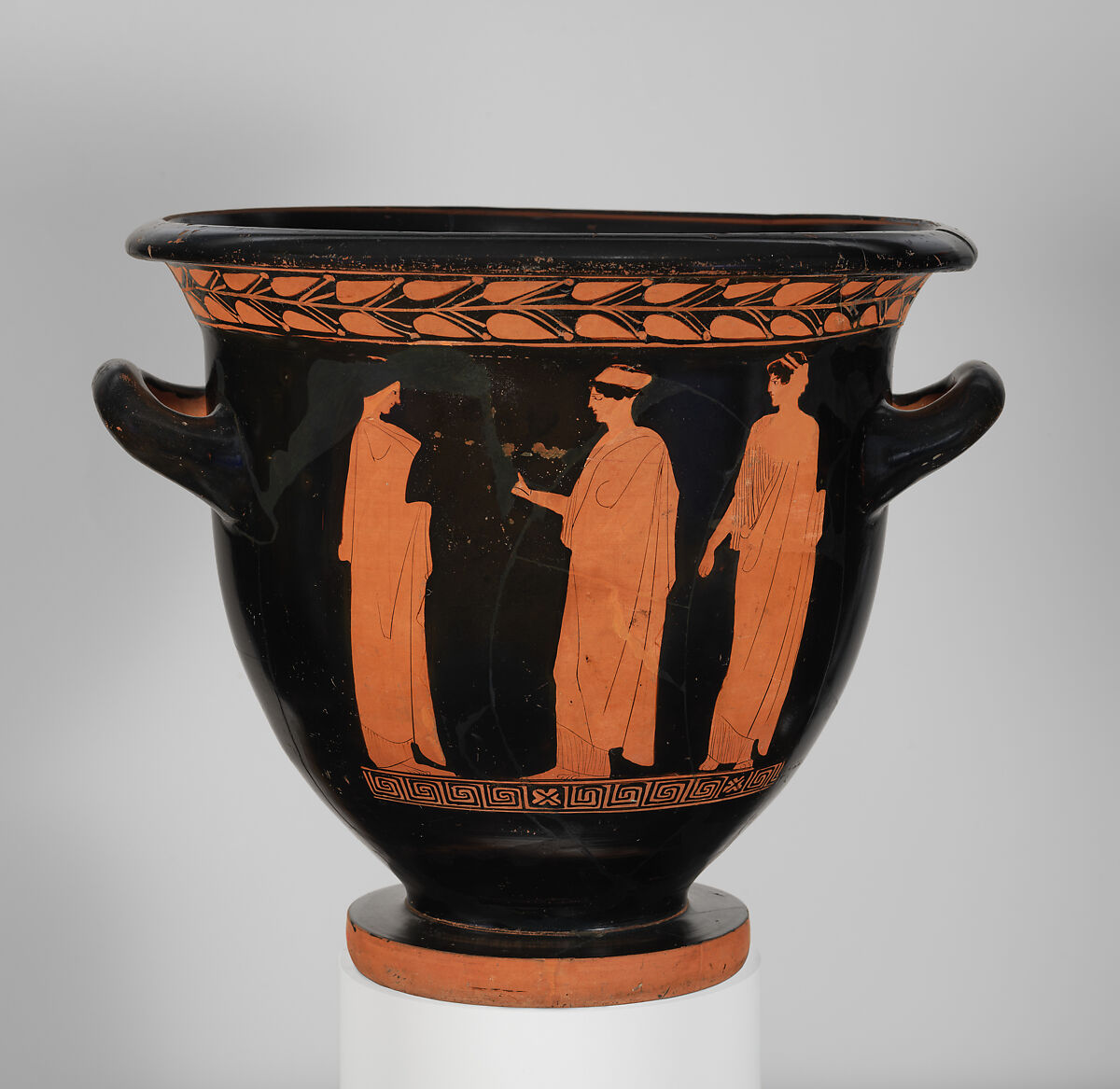 Terracotta bell-krater (bowl for mixing wine and water), Attributed to the Danaë Painter, Terracotta, Greek, Attic