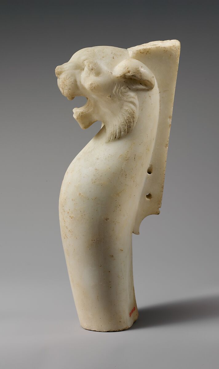 Marble leg of a table with a tiger's head, Marble, Roman