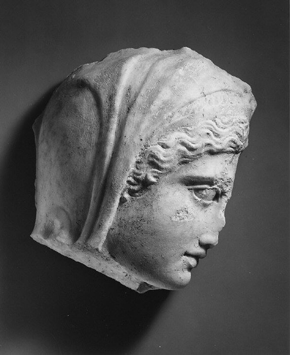 Marble relief fragment with the head of Medea, Marble, Roman 