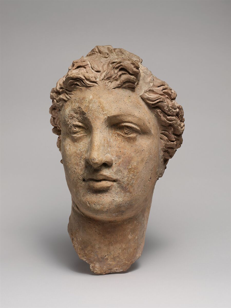 Terracotta head of a woman, Terracotta, Greek, South Italian, Tarentine 