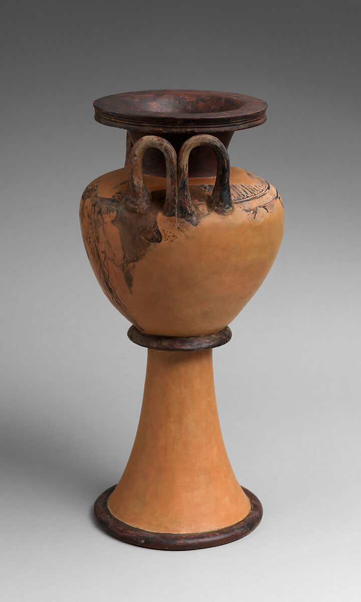 Lebes gamikos, Attributed to the Washing Painter, Terracotta, Greek, Attic