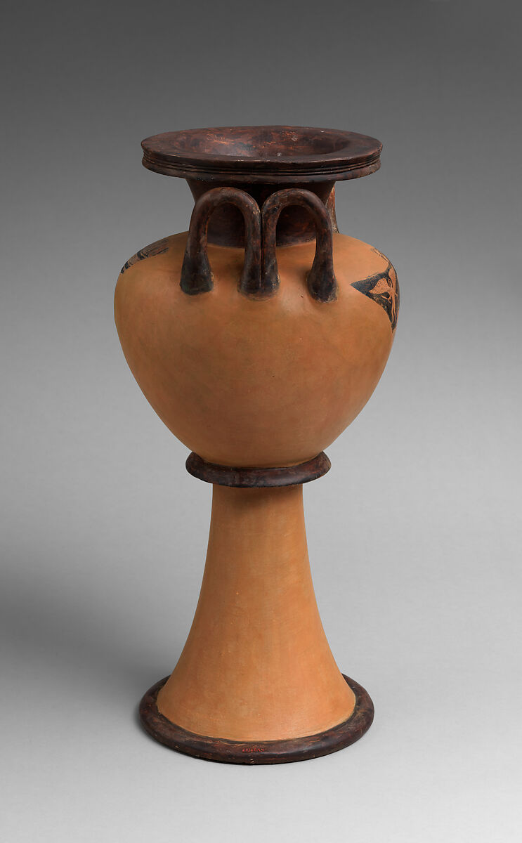 Lebes gamikos, Attributed to the Washing Painter, Terracotta, Greek, Attic