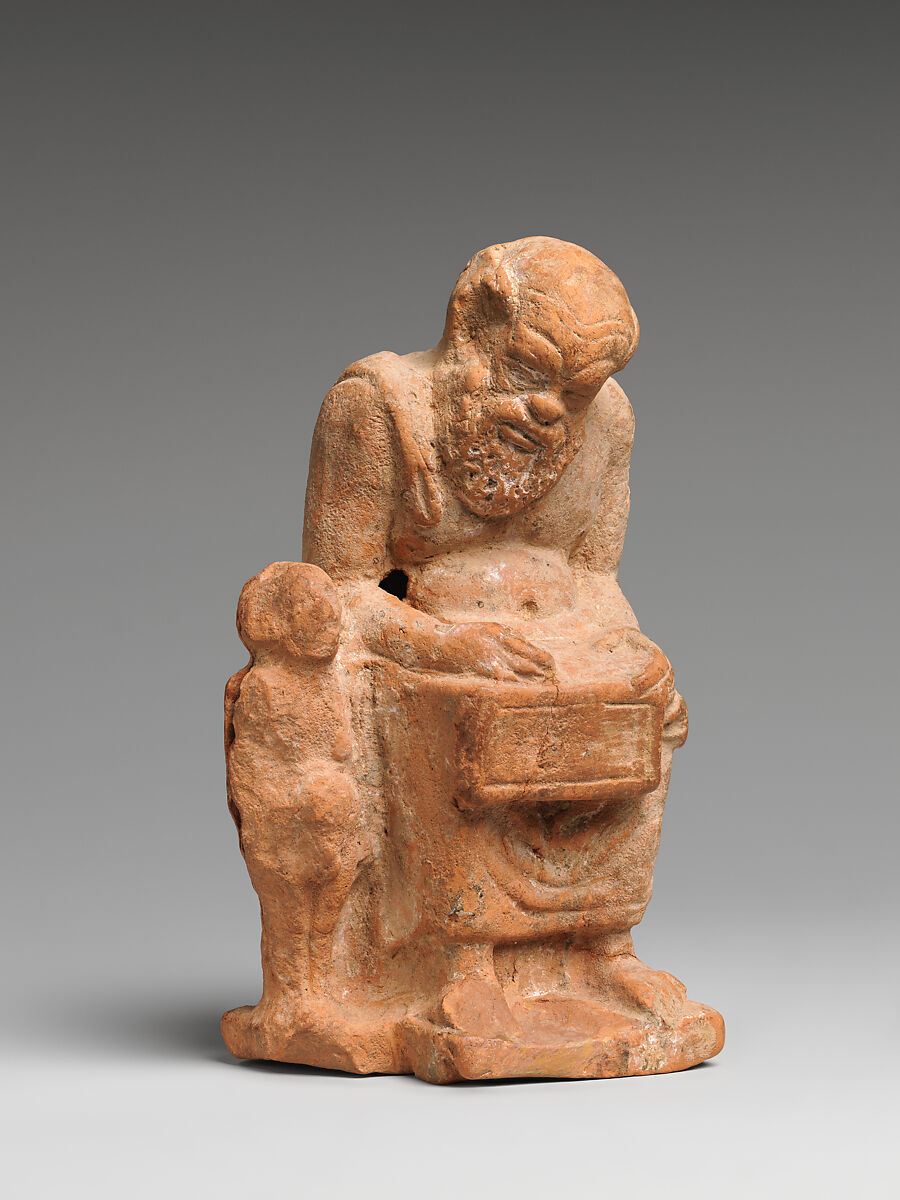 Terracotta statuette of a teacher and a pupil, Terracotta, Greek, Asia Minor 