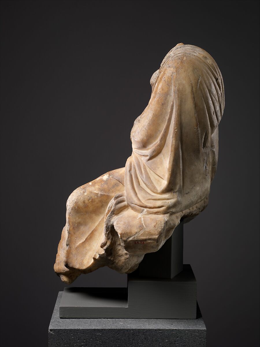 Marble statuette of a seated philosopher, Marble, Roman