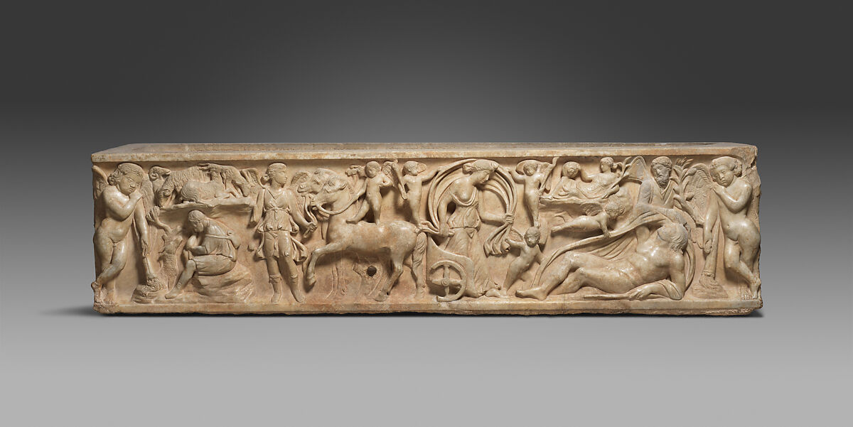 Marble sarcophagus with the myth of Endymion, Marble, Roman 