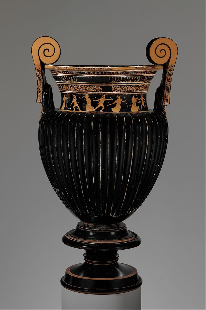 Terracotta volute-krater (bowl for mixing wine and water) with stand, Terracotta, Greek, Attic