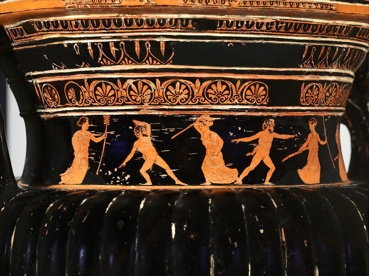 Terracotta volute-krater (bowl for mixing wine and water) with stand, Terracotta, Greek, Attic