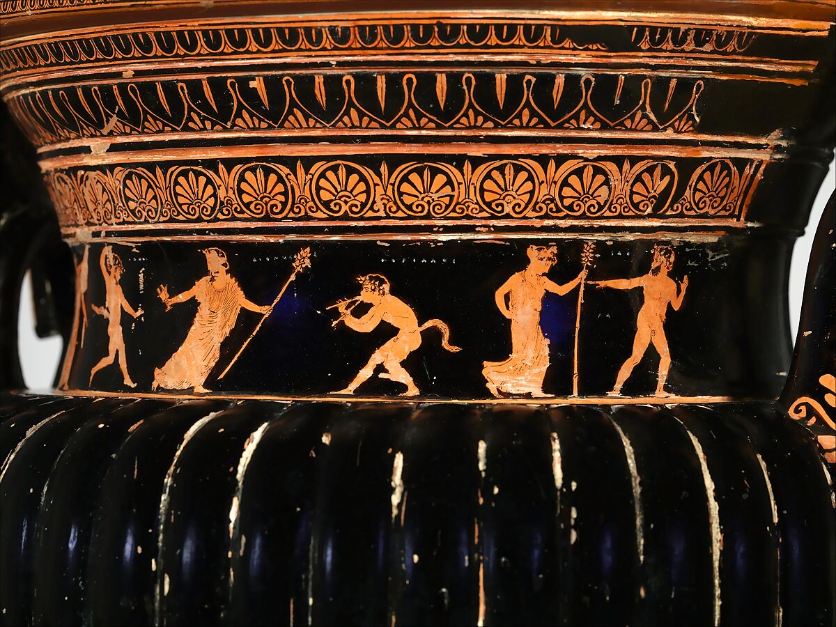 Terracotta volute-krater (bowl for mixing wine and water) with stand, Terracotta, Greek, Attic