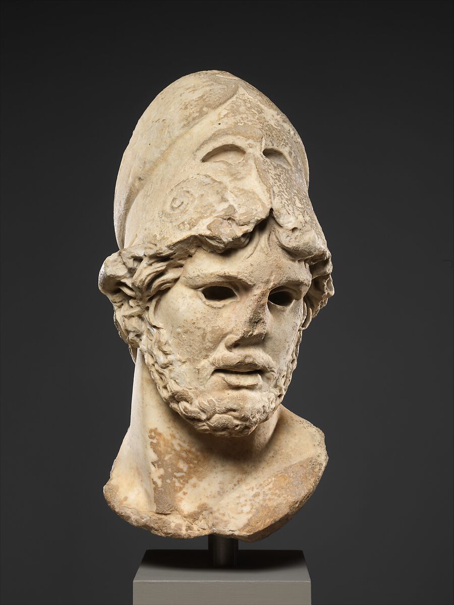 Marble head of a Greek general, Marble, Pentelic ?, Roman