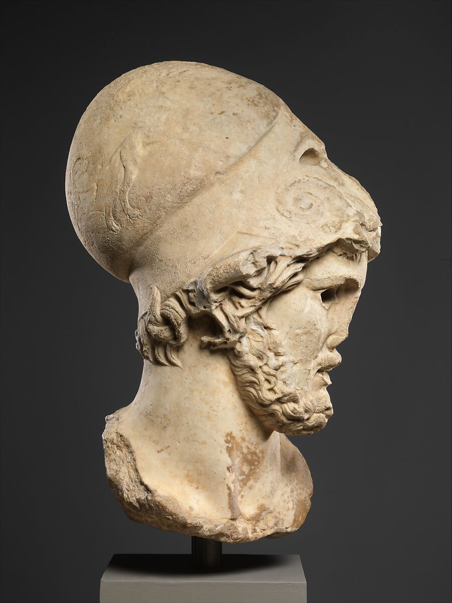 Marble head of a Greek general, Marble, Pentelic ?, Roman