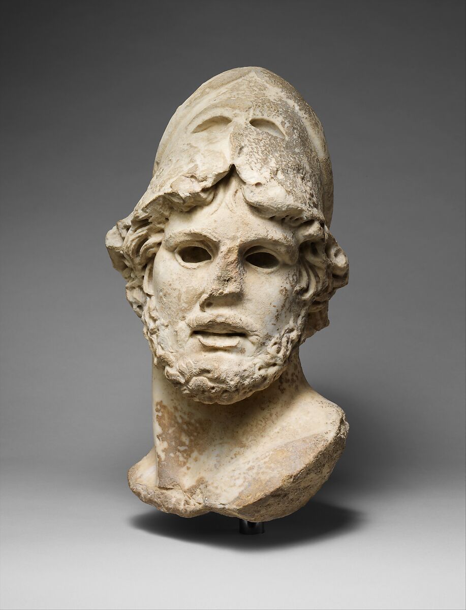 Marble head of a Greek general, Marble, Pentelic ?, Roman