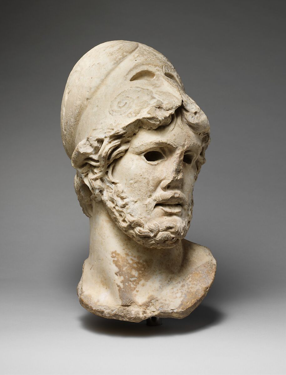 Marble head of a Greek general, Marble, Pentelic ?, Roman