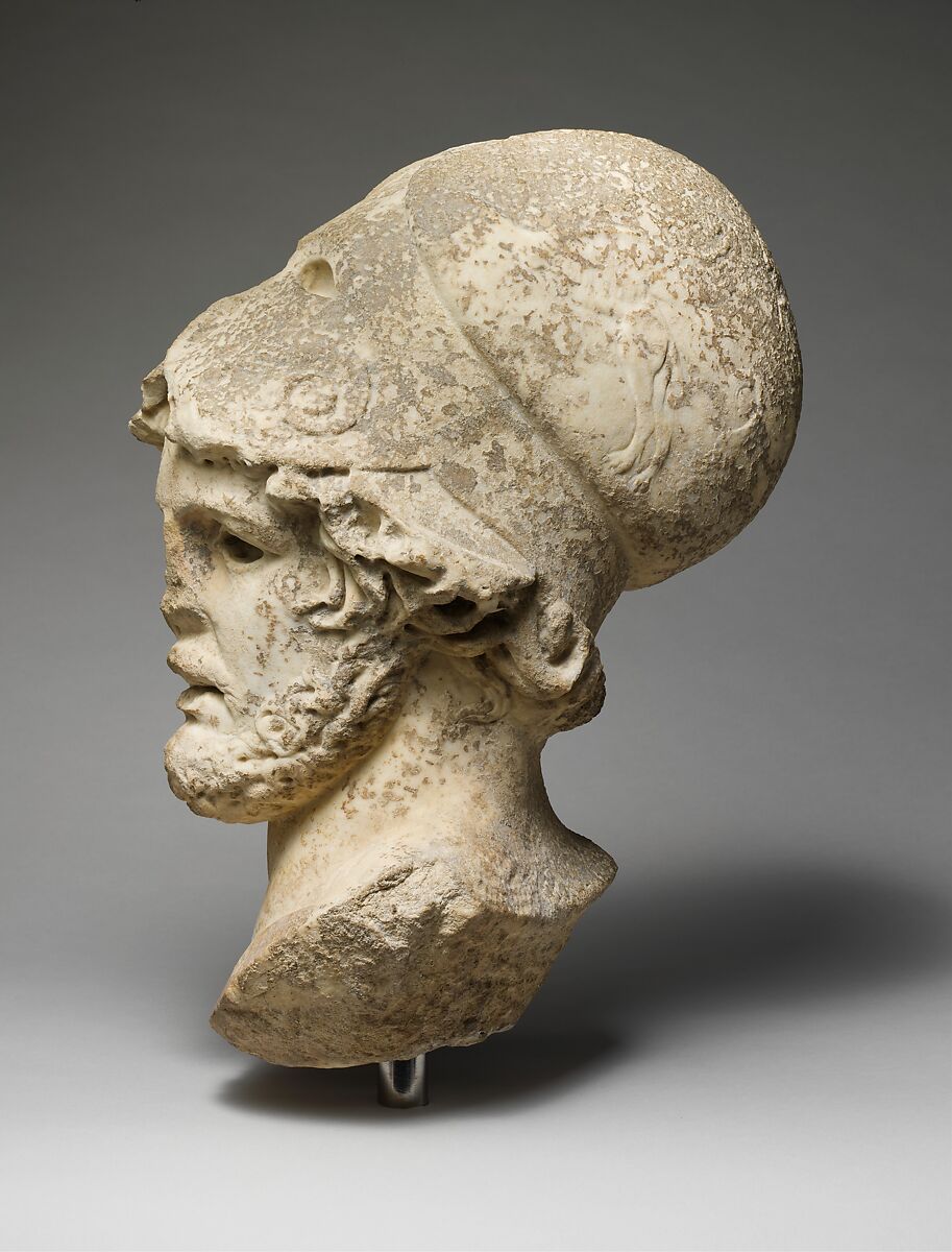 Marble head of a Greek general, Marble, Pentelic ?, Roman