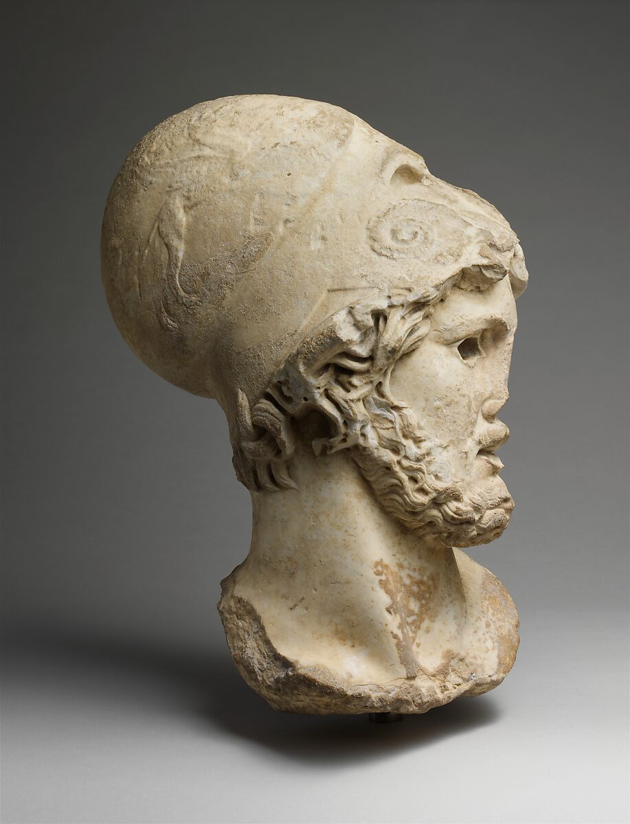 Marble head of a Greek general, Marble, Pentelic ?, Roman