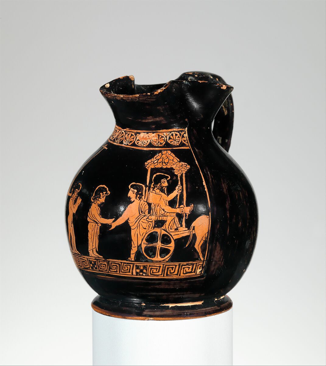 Terracotta oinochoe: chous (jug), Terracotta, Greek, Attic