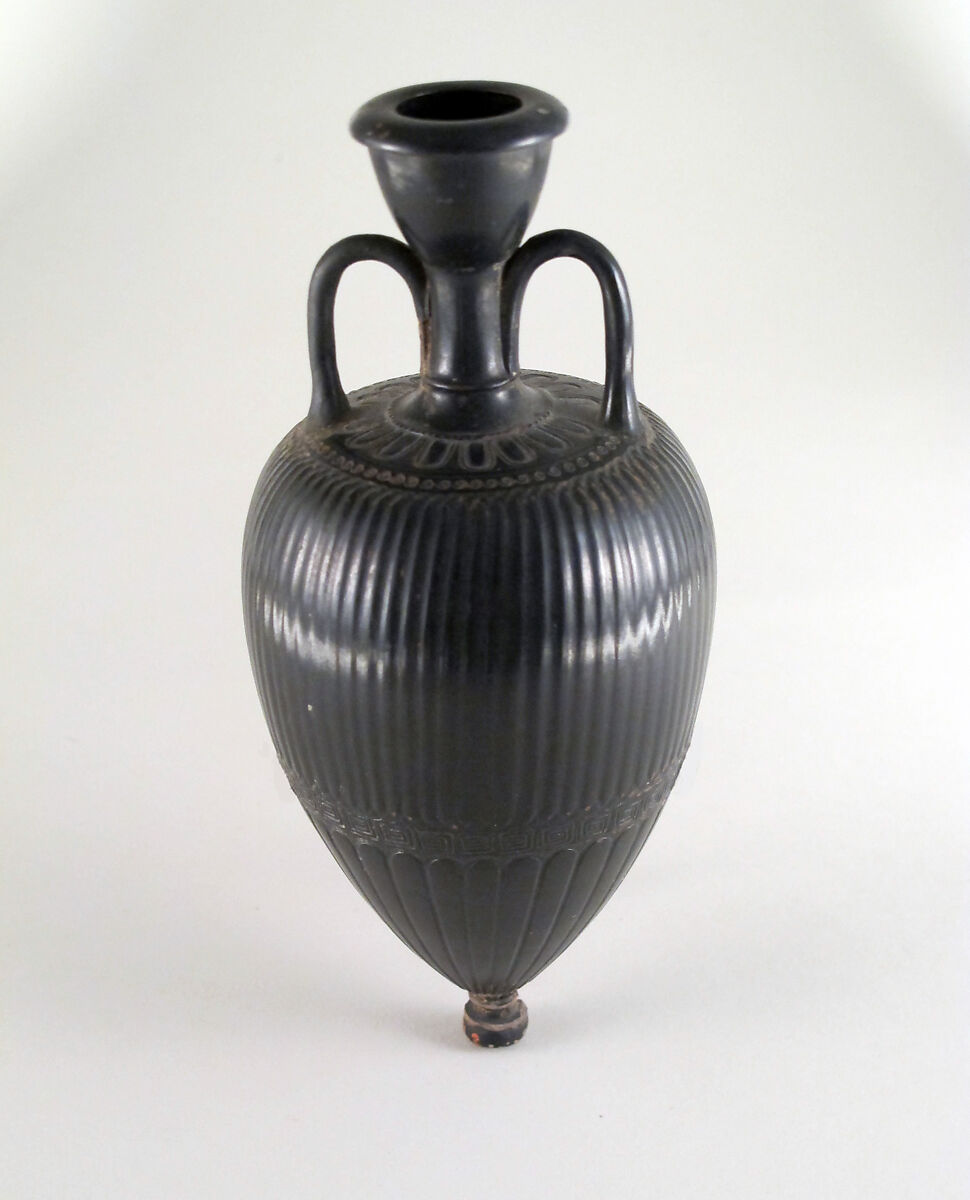 Terracotta amphoriskos (flask), Terracotta, Greek, Attic 