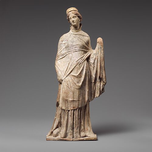 Terracotta statuette of a draped woman