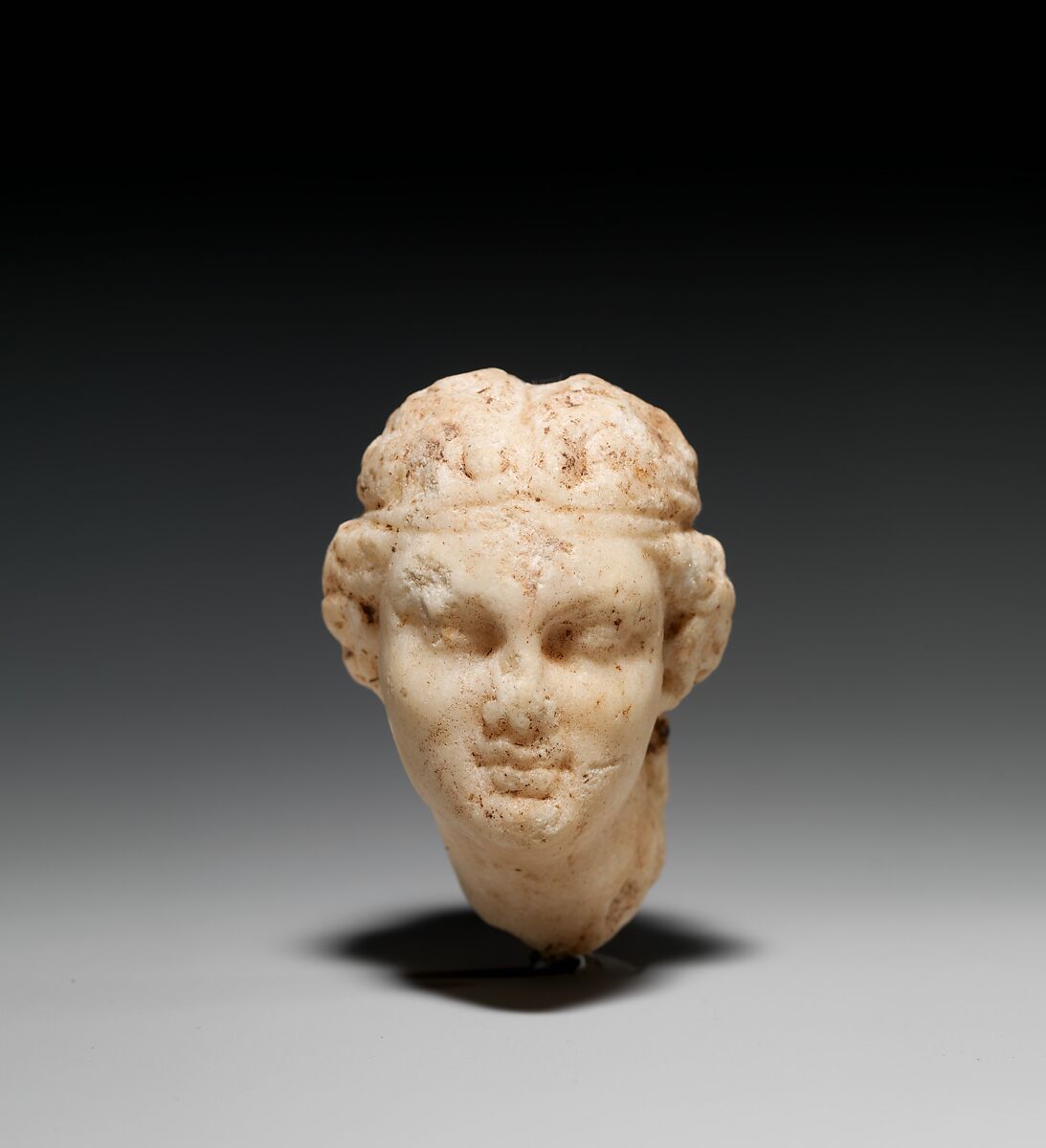 Marble head of a female satyr, Marble, Greek 
