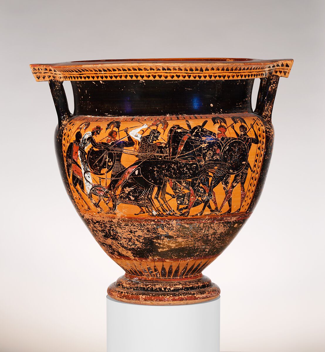 Terracotta column-krater (bowl for mixing wine and water), Terracotta, Greek, Attic 