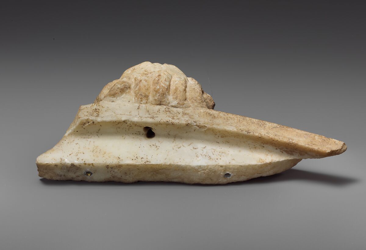 Marble fragment of a fountain with lion's head, Marble, Roman