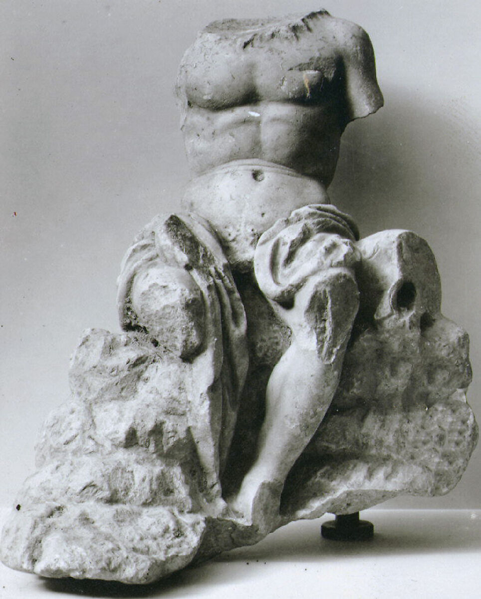Marble statuette of a seated man, Marble, Roman 