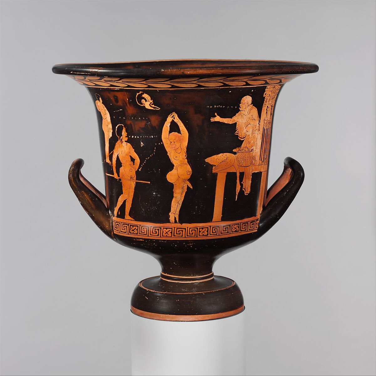 Terracotta calyx-krater (mixing bowl), Attributed to the Dolon Painter, Terracotta, Greek, South Italian, Lucanian 