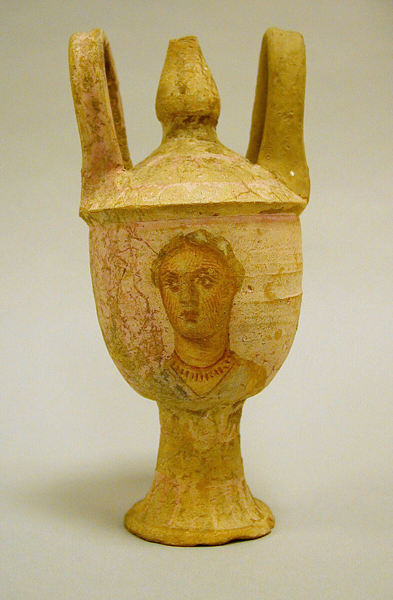 Terracotta lebes gamikos (jar associated with weddings) with lid, Terracotta, Greek, Sicilian, Centuripe 