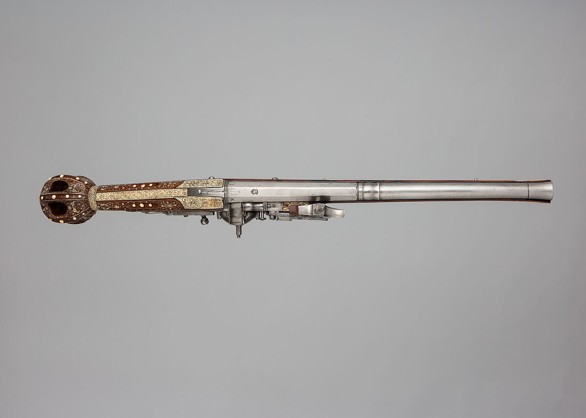 Wheellock Pistol, Steel, wood (cherry), staghorn, German