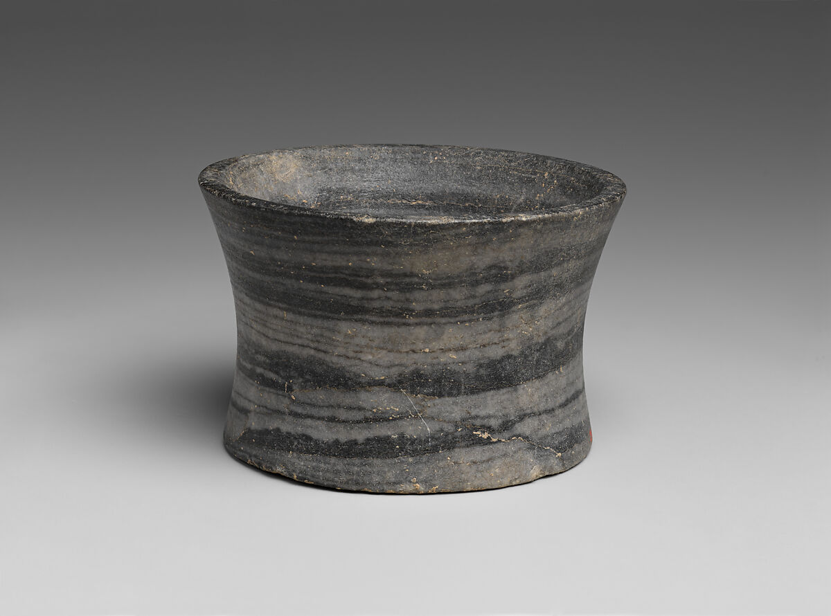 Marble handleless cup, Marble, Gray Banded, Minoan