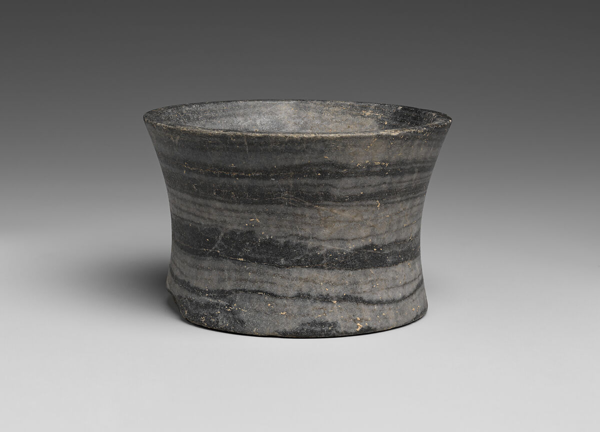 Marble handleless cup, Marble, Gray Banded, Minoan 