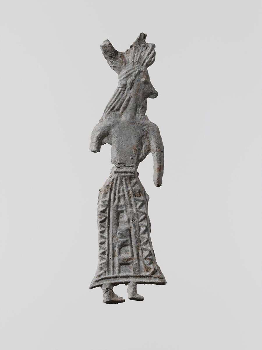 Lead figure of a woman with wreath, Lead, Greek, Laconian 