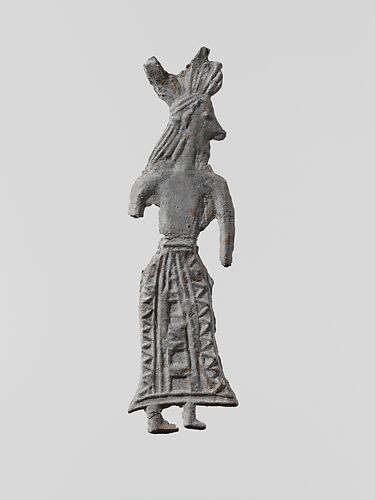 Lead figure of a woman with wreath