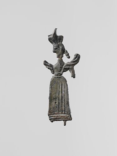 Lead figure of a winged goddess, possibly Artemis Orthia