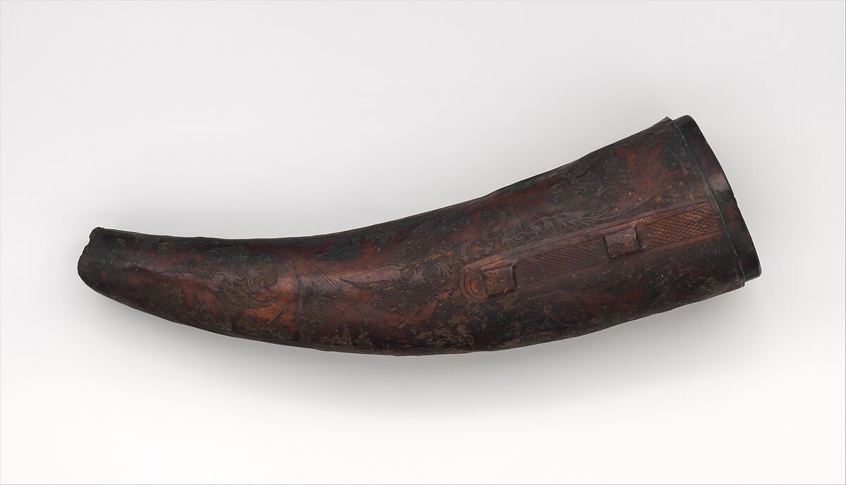 Horn (Oliphant) with Case, Ivory, silver, leather, South Italian