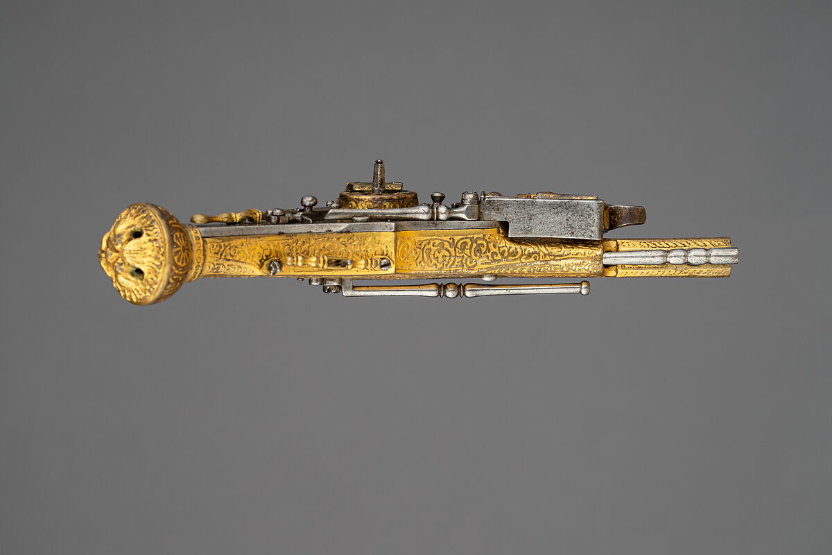 Model of Wheellock Pistol, Iron, steel, gold, copper, German