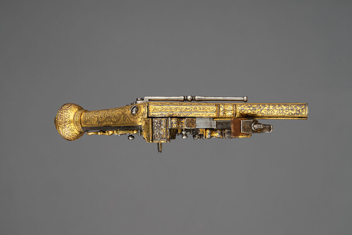 Model of Wheellock Pistol, Iron, steel, gold, copper, German