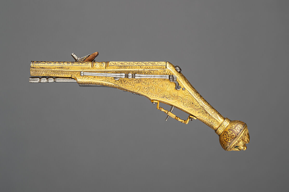 Model of Wheellock Pistol, Iron, steel, gold, copper, German