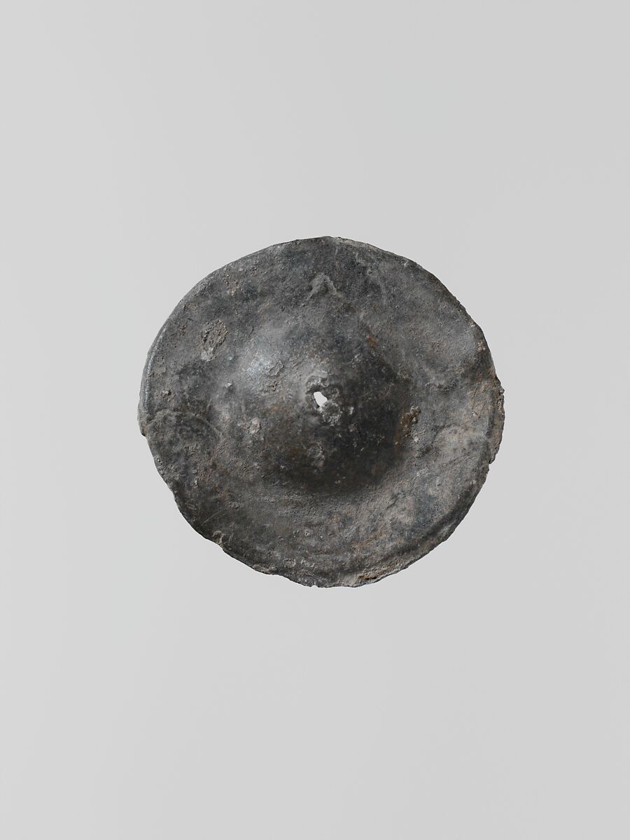 Lead disk with a hole in the center, Lead, Greek, Laconian 