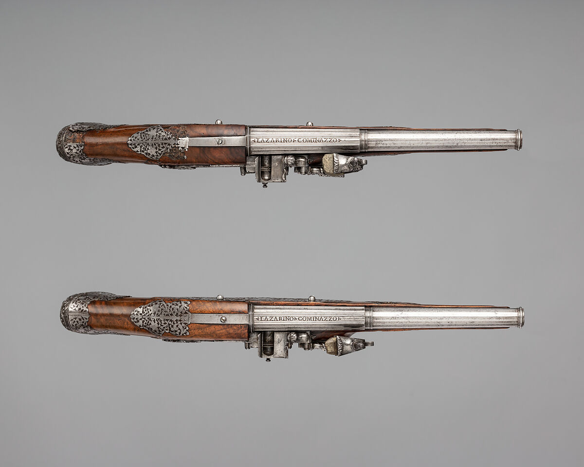 Pair of Wheellock Pistols, Steel, wood, Italian, Brescia