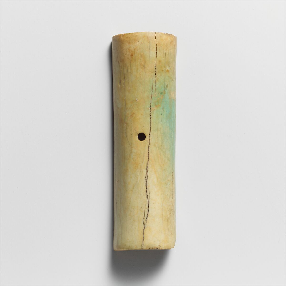 Section of an ivory cylinder with a hole, Ivory, Greek, Laconian 